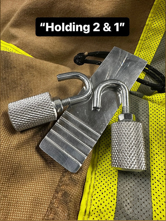 Holding 2 and 1 Set - 1 Grooved Lieu Aluminum Door Chock & a pair of Da' Hookers