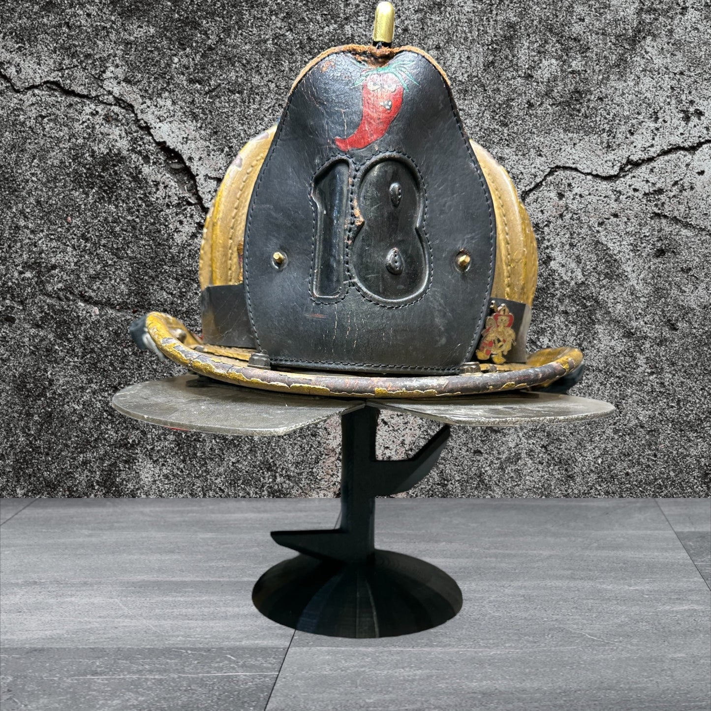 Fire Helmet TABLE TOP Display New York Roof Hook